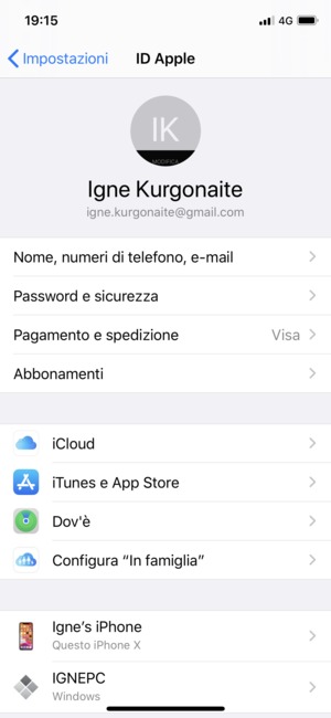 Seleziona iCloud