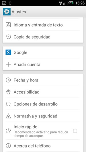 Desplácese y seleccione Acerca del teléfono