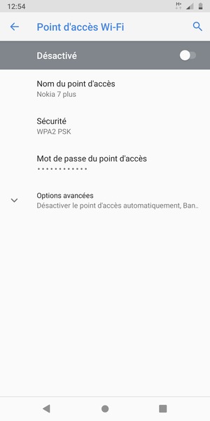 Sélectionnez Mot de passe du point d'accès
