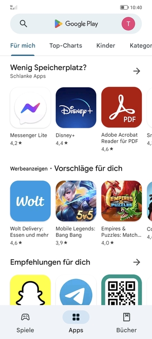 Wählen Sie die Suchleiste