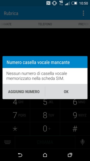 Se la segreteria telefonica non è configurata, seleziona AGGIUNGI NUMERO
