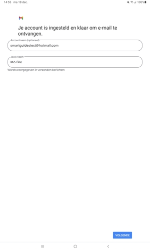 Geef uw account een naam en voer uw naam in. Selecteer VOLGENDE