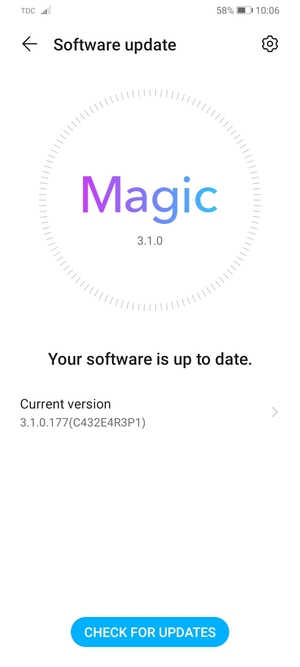 If your phone is up to date, you will see the following screen