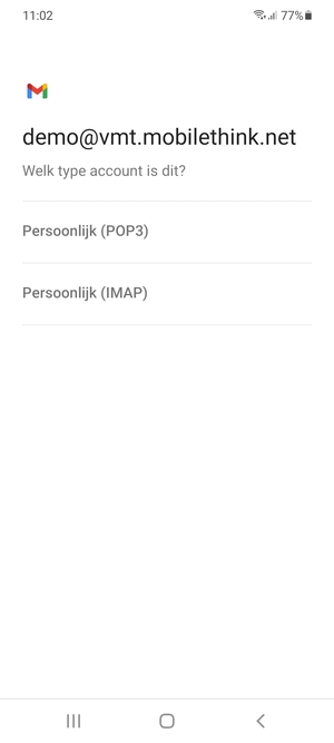 Selecteer Persoonlijk (POP3) of Persoonlijk (IMAP)