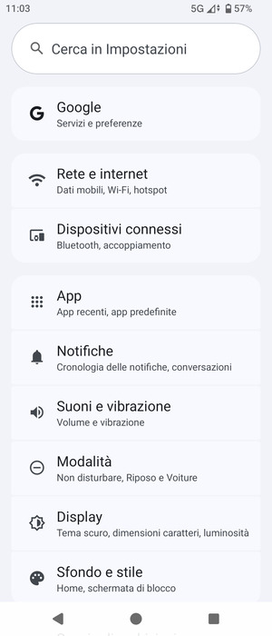 Seleziona Rete e internet
