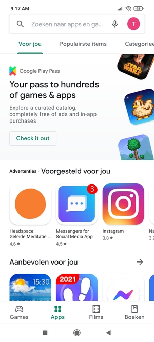 Selecteer de zoekbalk