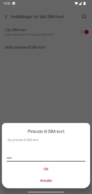 Indtast din Nye pinkode til SIM-kort og vælg OK