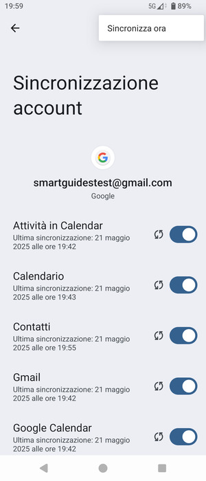 Seleziona Sincronizza ora
