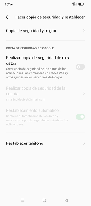 Active Realizar copia de seguridad de mis datos