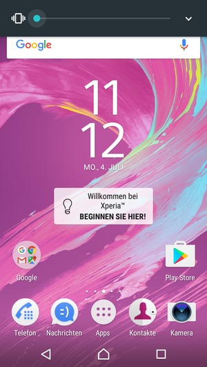 Für Vibrations-Modus gedrückt halten, welcher mit einer kurzen Vibration bestätigt wird