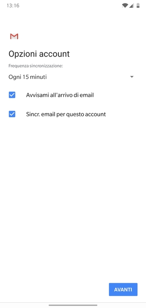 Seleziona AVANTI