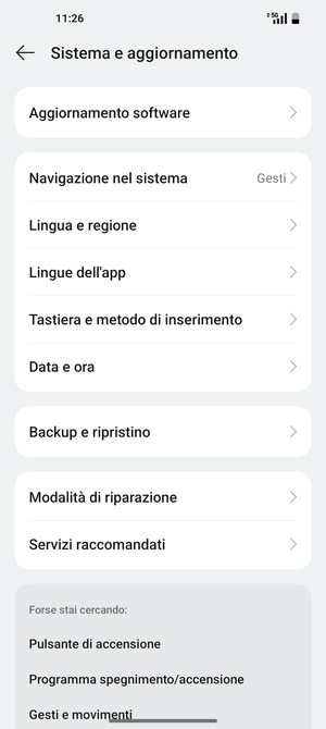 Seleziona Aggiornemnto software