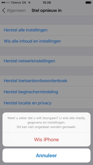 Selecteer Wis iPhone