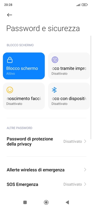 Il tuo telefono è ora protetto dal blocco schermo