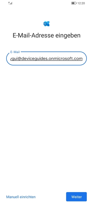 Geben Sie Ihre E-Mail-Adresse ein und wählen Sie Manuell einrichten