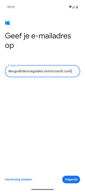 Voer uw e-mailadres in en selecteer Handmatig instellen