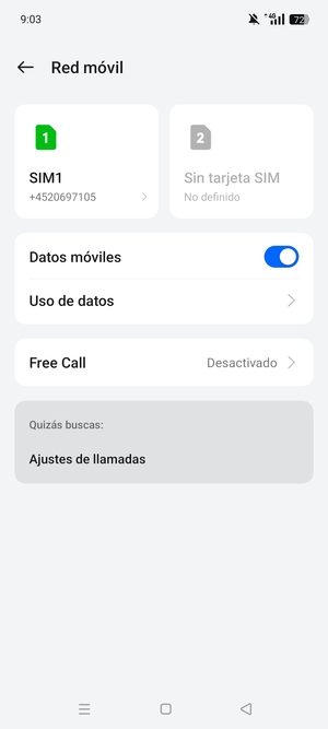 Seleccione SIM1 o SIM2