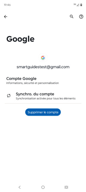 Sélectionnez Synchro. du compte
