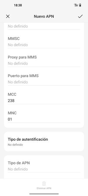 Desplácese hacia abajo e introduzca la información de Internet