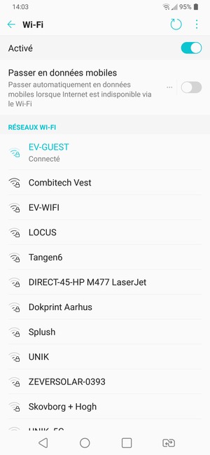 Vous êtes maintenant connecté au réseau Wi-Fi