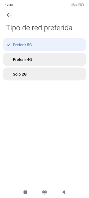 Seleccione la opción deseada