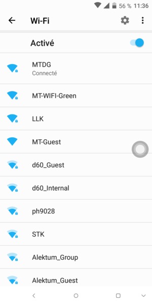 Vous êtes maintenant connecté au réseau Wi-Fi