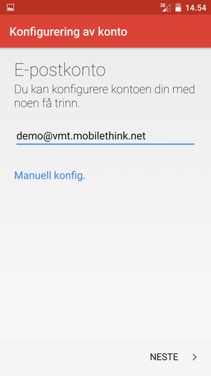 Skriv inn e-postadresse og velg NESTE