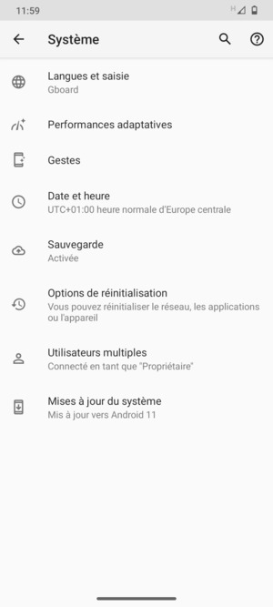 Sélectionnez Mises à jour du système