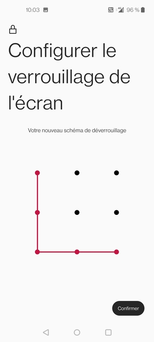Dessinez de nouveau le schéma de déverrouillage et sélectionnez Confirmer