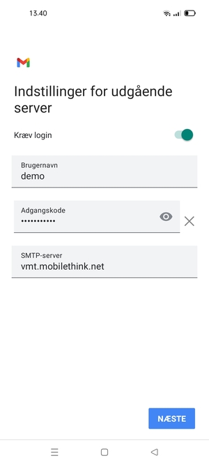 Indtast udgående serveradresse