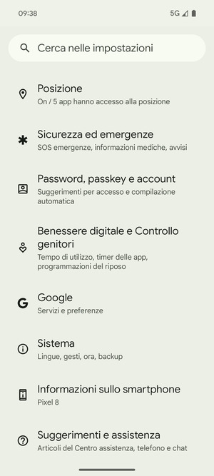 Scorri e seleziona Sistema