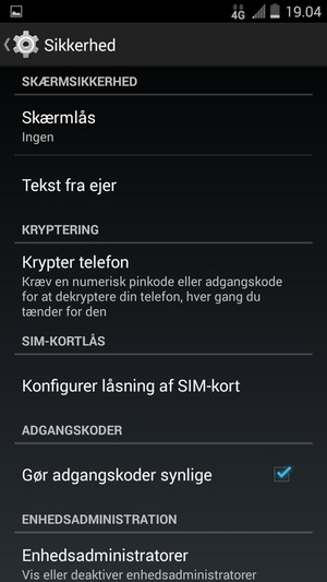 Vælg Skærmlås