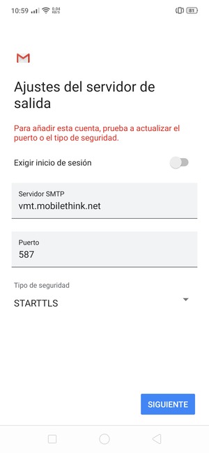 Seleccione Tipo de seguridad