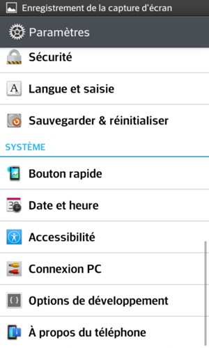 Faites défiler et sélectionnez À propos du télephone