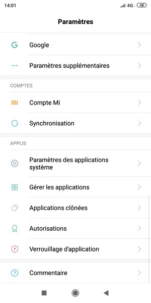 Retournez au menu Paramètres et sélectionnez Synchronisation