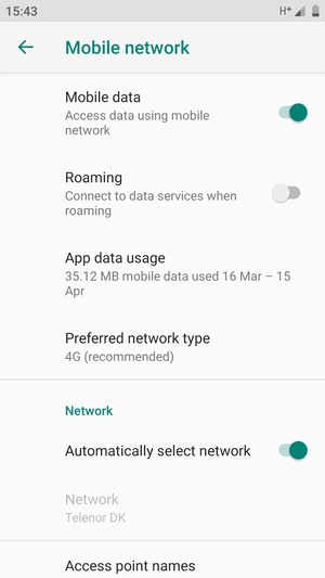 Select Preferred network type