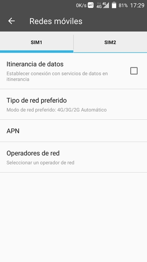 Para cambiar la red en caso de problemas de conectividad, seleccione Operadores de red