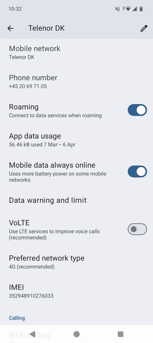 Turn Roaming on or off