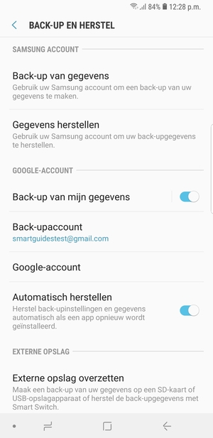 Selecteer Back-upaccount