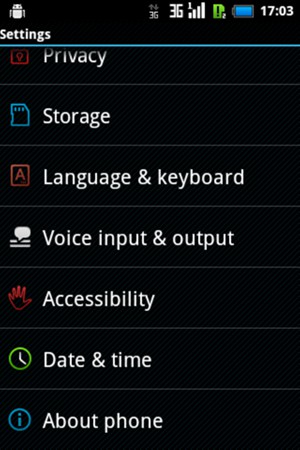 Scroll to and select About phone