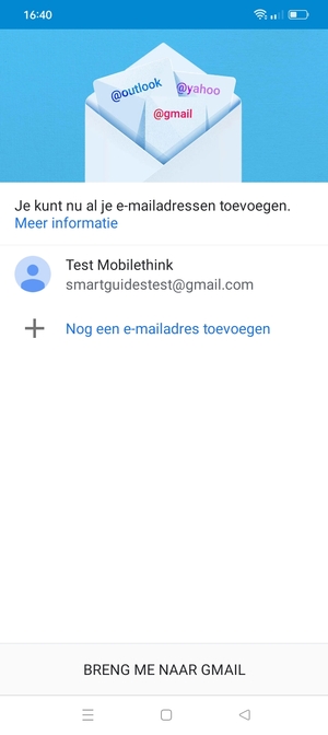Selecteer BRENG ME NAAR GMAIL