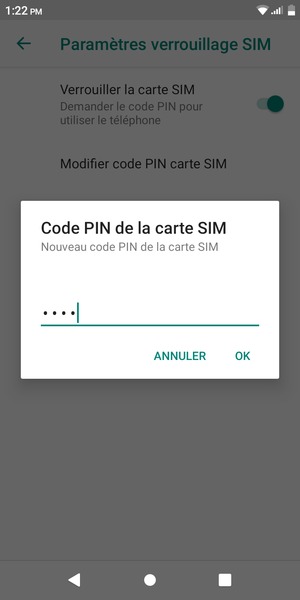 Saisissez votre Nouveau code PIN de la carte SIM et sélectionnez OK