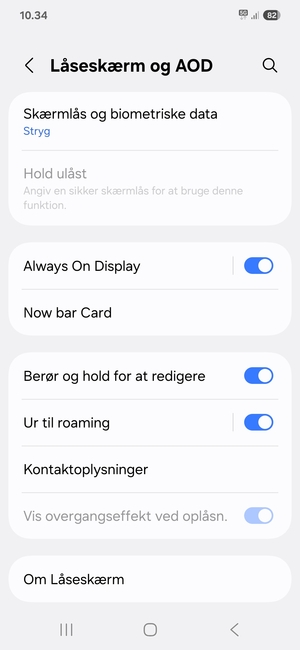 Vælg Skærmlås og biometriske data