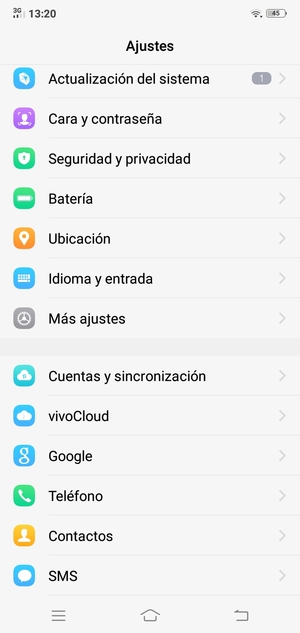 Desplácese y seleccione Seguridad y privacidad