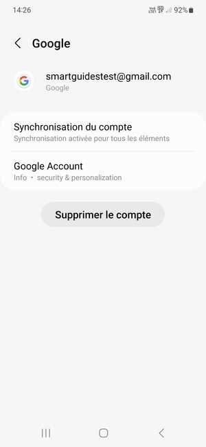 Sélectionnez Synchronisation du compte