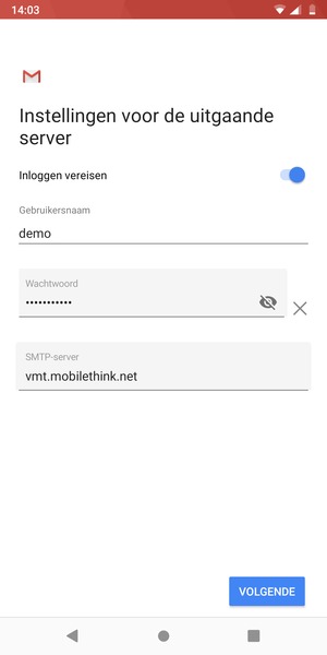 Voer Uitgaand serveradres in