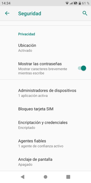 Seleccione Bloqueo tarjeta SIM