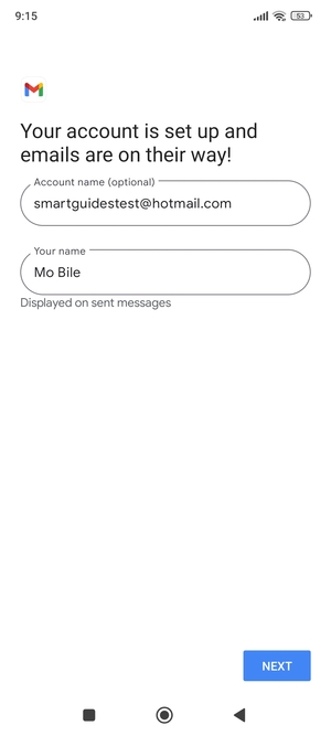 Give your account a name and enter your name. Select NEXT