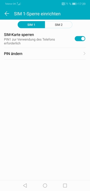 Wählen Sie SIM 1 oder SIM 2 und wählen Sie PIN ändern