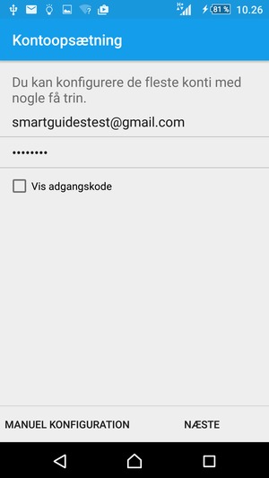 Indtast din e-mailadresse og adgangskode. Vælg NÆSTE